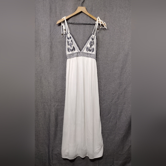 Lulus Days of Sunlight Embroidered Maxi Dress Women's S White Boho Retro Coastal - Picture 3 of 13
